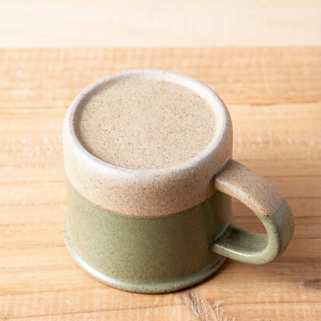 Speckled Sage Green Split Glaze Wabi Sabi Ceramic Coffee Mug