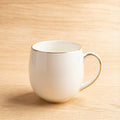 Solid White Gilded Rim Round Bulbous Bone China Coffee Mug