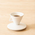 Minimalist Cone Shaped White Ceramic Espresso Cup And Saucer Set